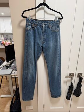 Vintage Levi 501s Women's Straight Leg Medium Blue Denim Jeans
